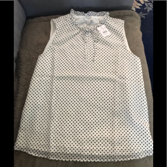 Dot Ruffle Tie-Neck Top - Picture 2 of 7